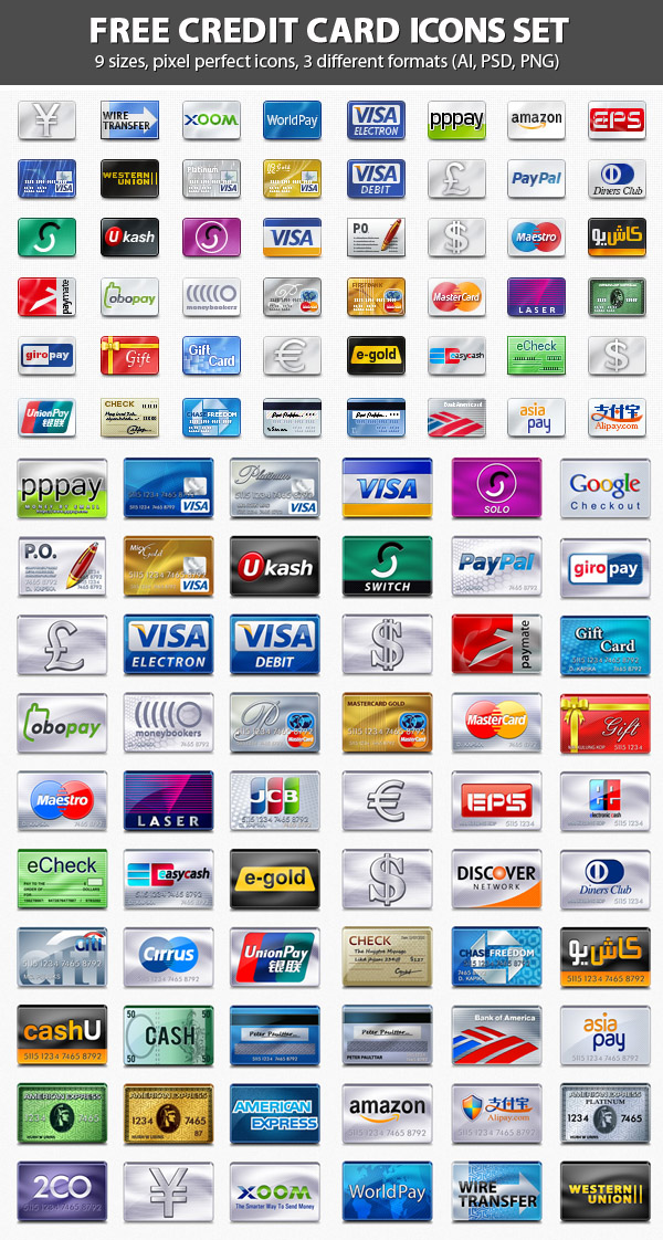 Free Vector Credit Card Icons Set