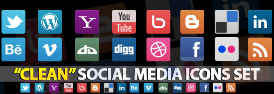 Clean Social Media Icons Set