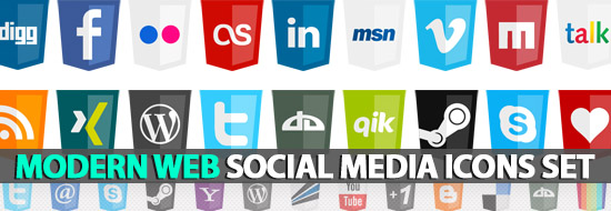 Web Social Icons Set – HTML5 Logo Style