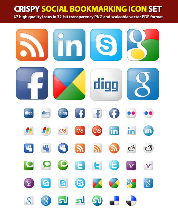 Crispy Social Bookmarking Icon Set
