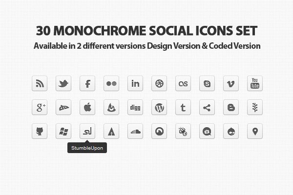 Monochrome Social Icons