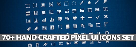 70+ Hand Crafted Pixel UI Icons Set with PSD