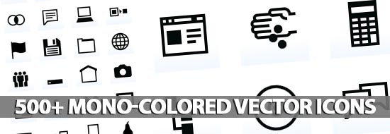 500+ Mono-Colored Vector Icons