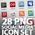 Post Thumbnail of PNG Social Media Icon Set (28 Icons)