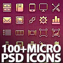 Post Thumbnail of 100+ Micro PSD Icons Set
