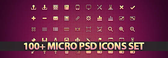100+ Micro PSD Icons Set