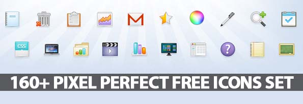 160+ Pixel Perfect Free Icons Set