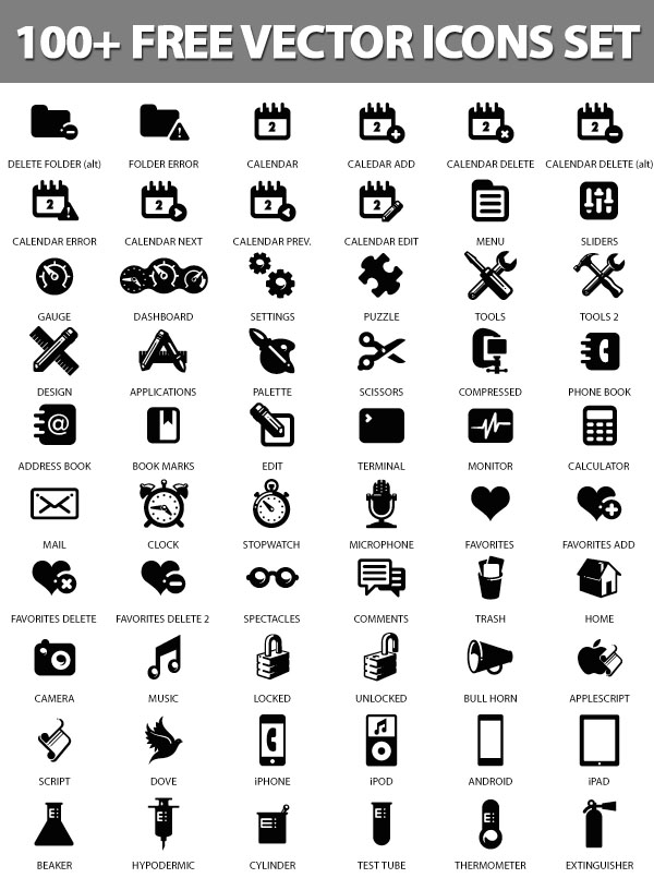 25 free vector icons pack for web and graphic designers