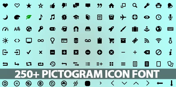 250+ Pictogram Icon Font For Web and Graphic Designers