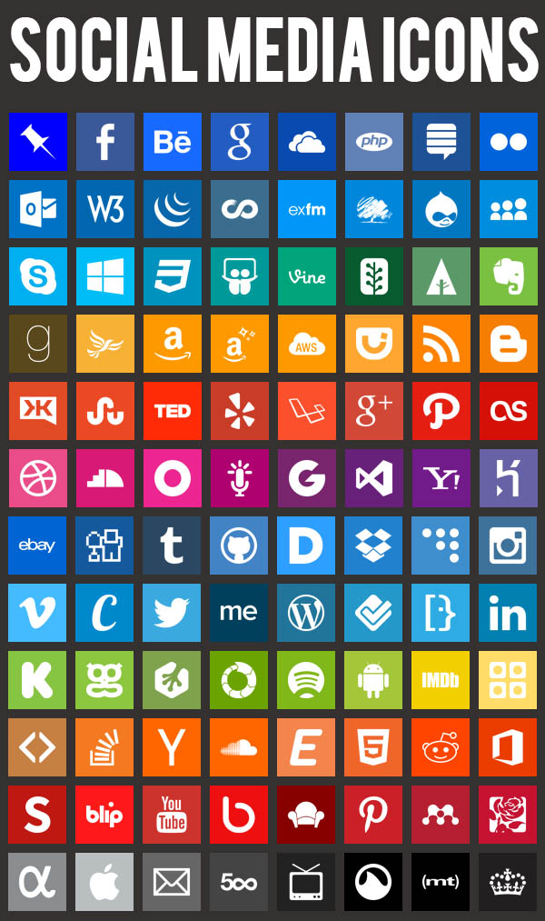 90+ Beautiful Flat Icons of Social Media | Icons | Graphic Design Junction