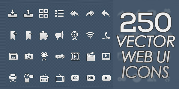 250 High Quality Vector Web UI Icons