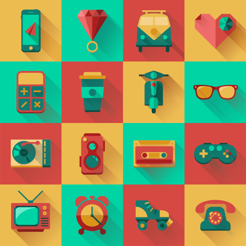 Free Flat Hipster Icons Design Pack (16 Icons)