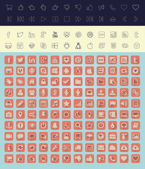 Vector Icons (4 different style) Set (120 Icons)