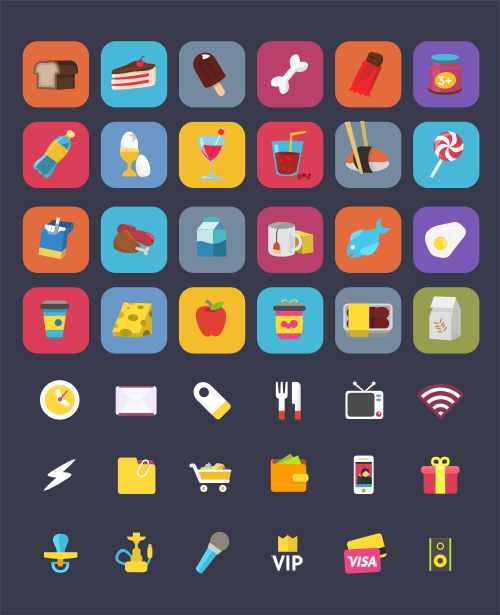 Free Set Colorful Ficons Icons (42+ Icons)