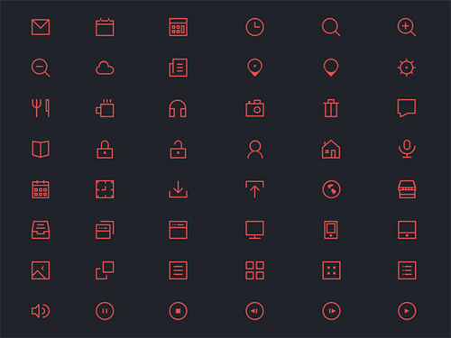 Thin Icons PSD Set (48 Icons)