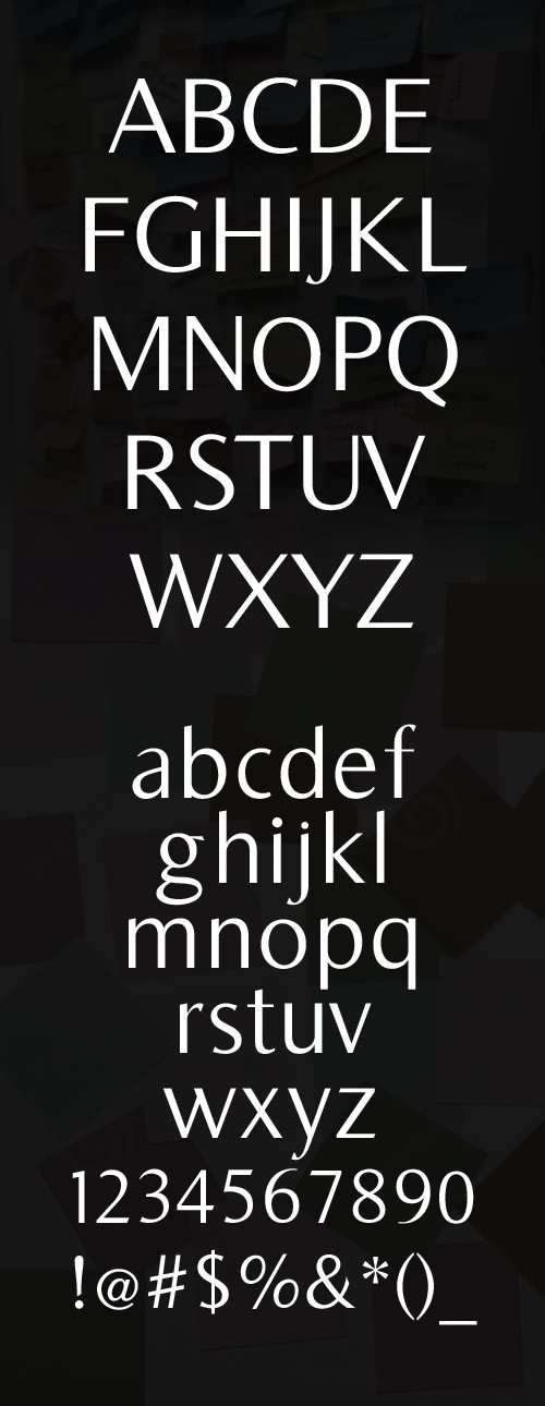 Bearings font glyphs