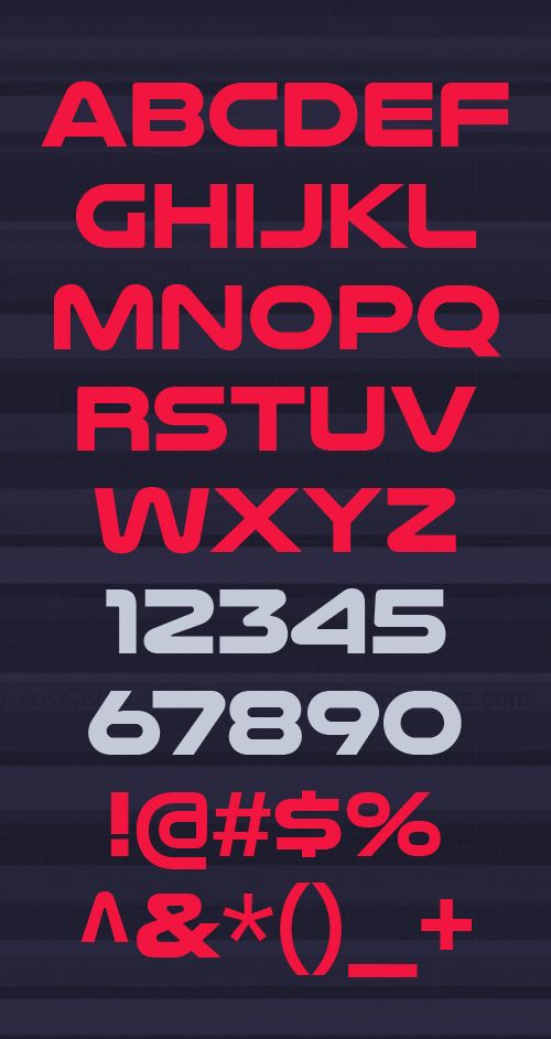 Nulshock font glyphs