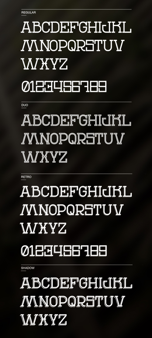 REN Typeface font glyphs