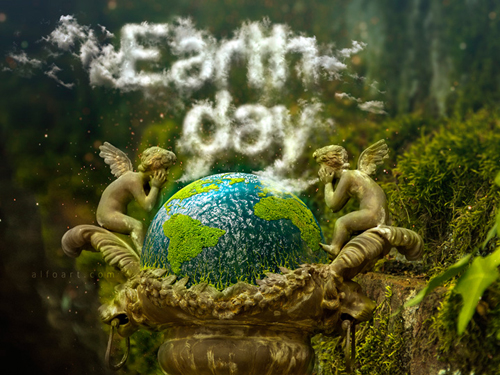 Earth Day and Realistic Clouds Text Effect Photoshop Tutorial plus Clouds Brushes