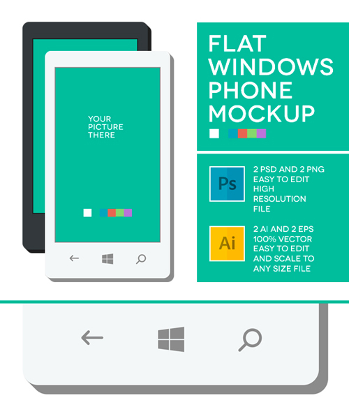 Windows Phone Flat Mockup Free Download
