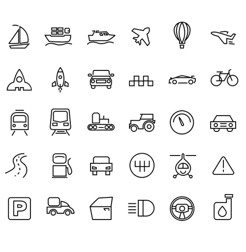 Transport Icons PSD and AI
