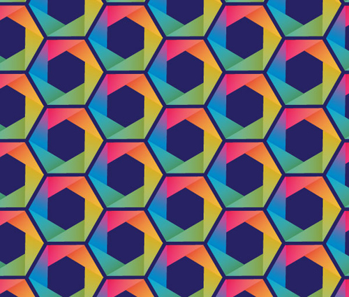 Create a Folded Paper Style Rainbow Hexagon Pattern Vector in Adobe Illustrator