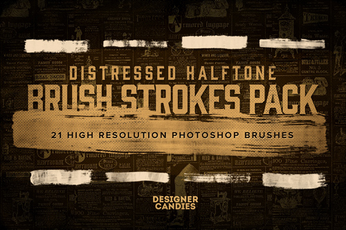 Distressed Halftone Brush Strokes