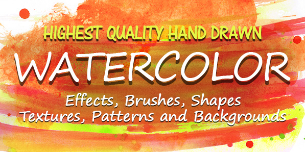 Hand Drawn Watercolor Effects, Brushed & Textures for Designers