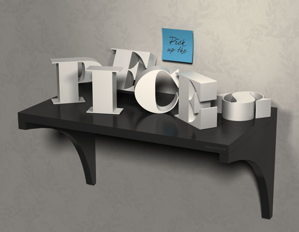 3D Letters on a Shelf Text Effect in Photoshop CC