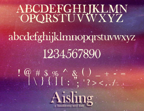 Aisling Serif Font Letters