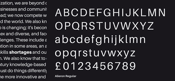 Aileron font letters