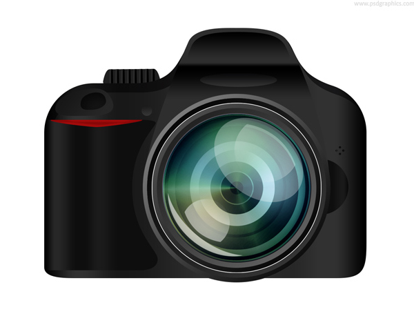 Black SLR Digital Camera Icons PSD