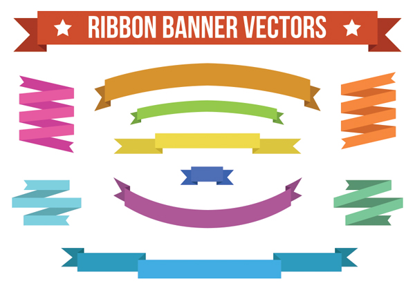 Flat Colorful Ribbon Banner Vectors