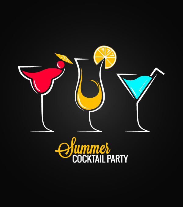 Summer Cocktail Party Vector Graphics