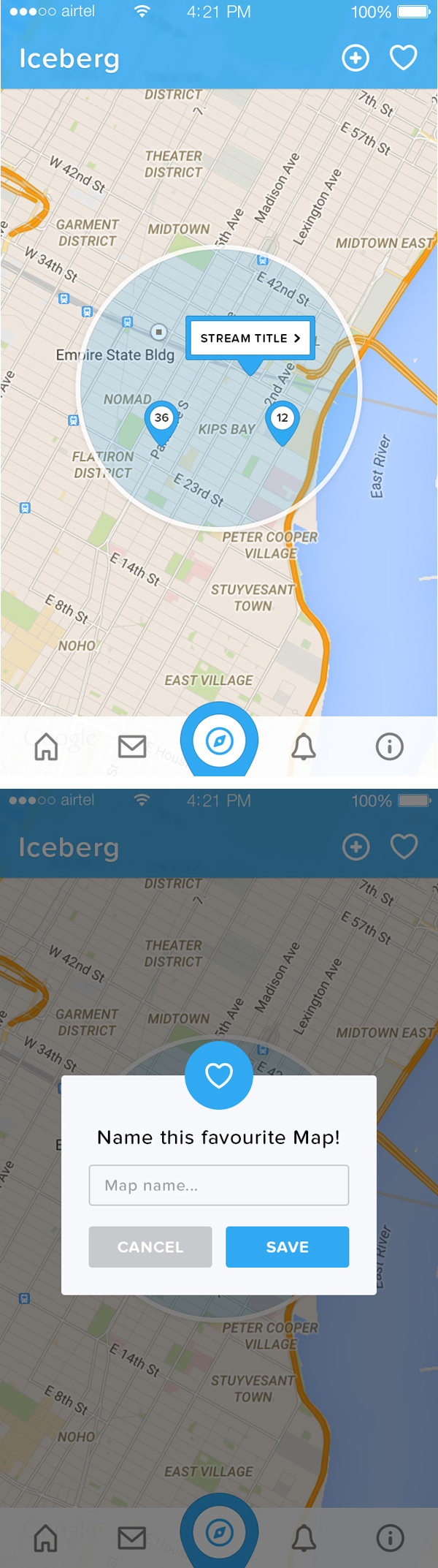 Iceberg iOS App UI Design by Sanjay Patel