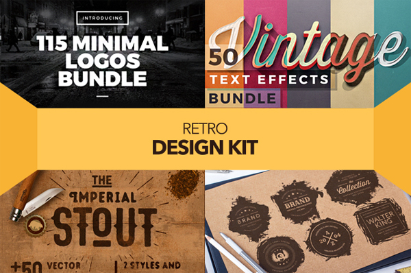 Retro Design Kit –  600+ Logos, Fonts and Textures
