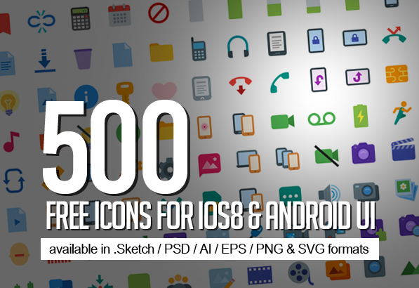 500 Free Icons for ios8 & Android UI Design
