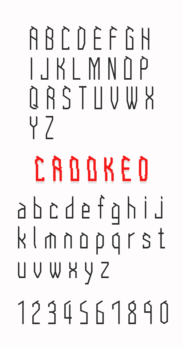 Crooked font letters
