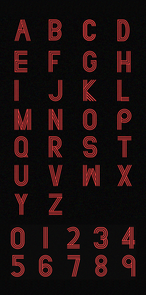 Paralines font letters