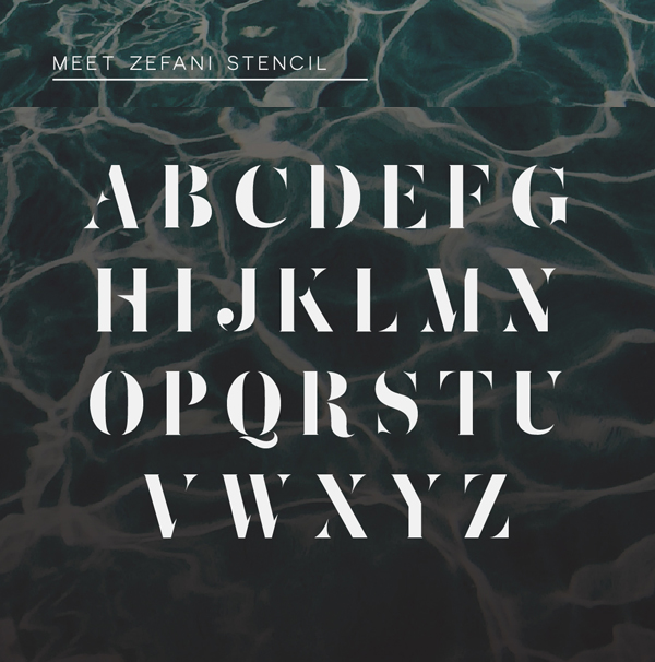 Zefani font letters