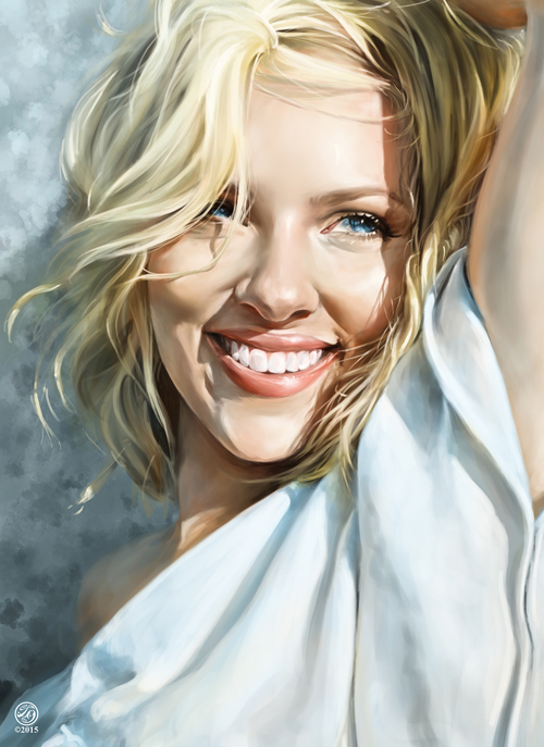 Scarlett Johansson Portrait Digital Art Illustration