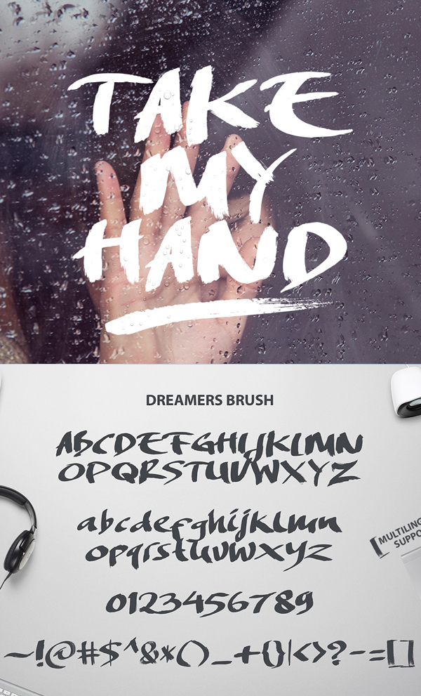Dreamers Brush Font Letters and Numbers