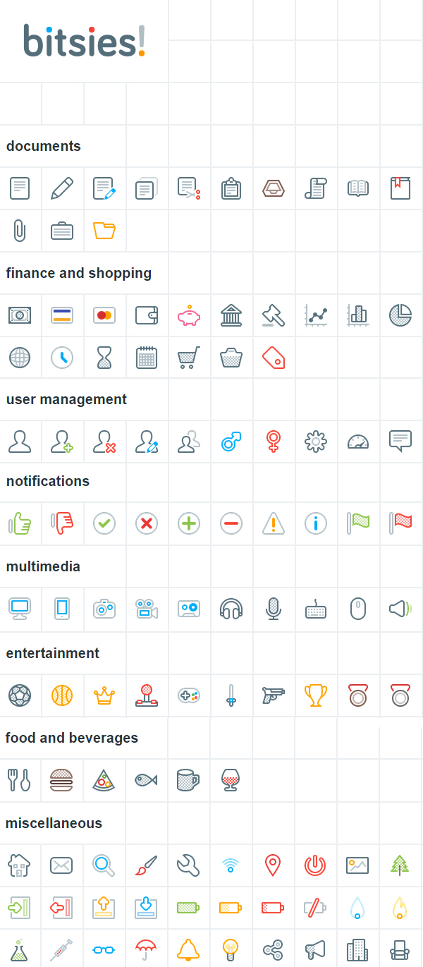 Bitsies PSD Vector Icons (PSD, Png, SVG, AI and EPS) - 143 Icons