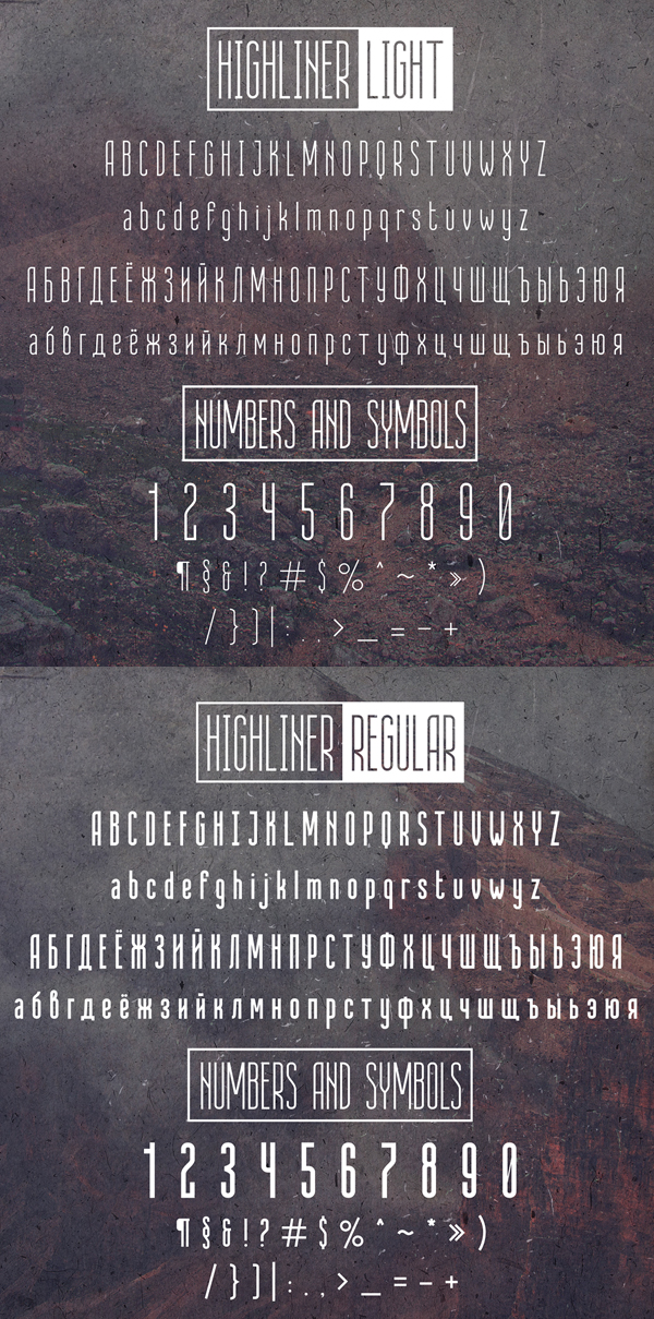 Highliner Font Letters and Numbers