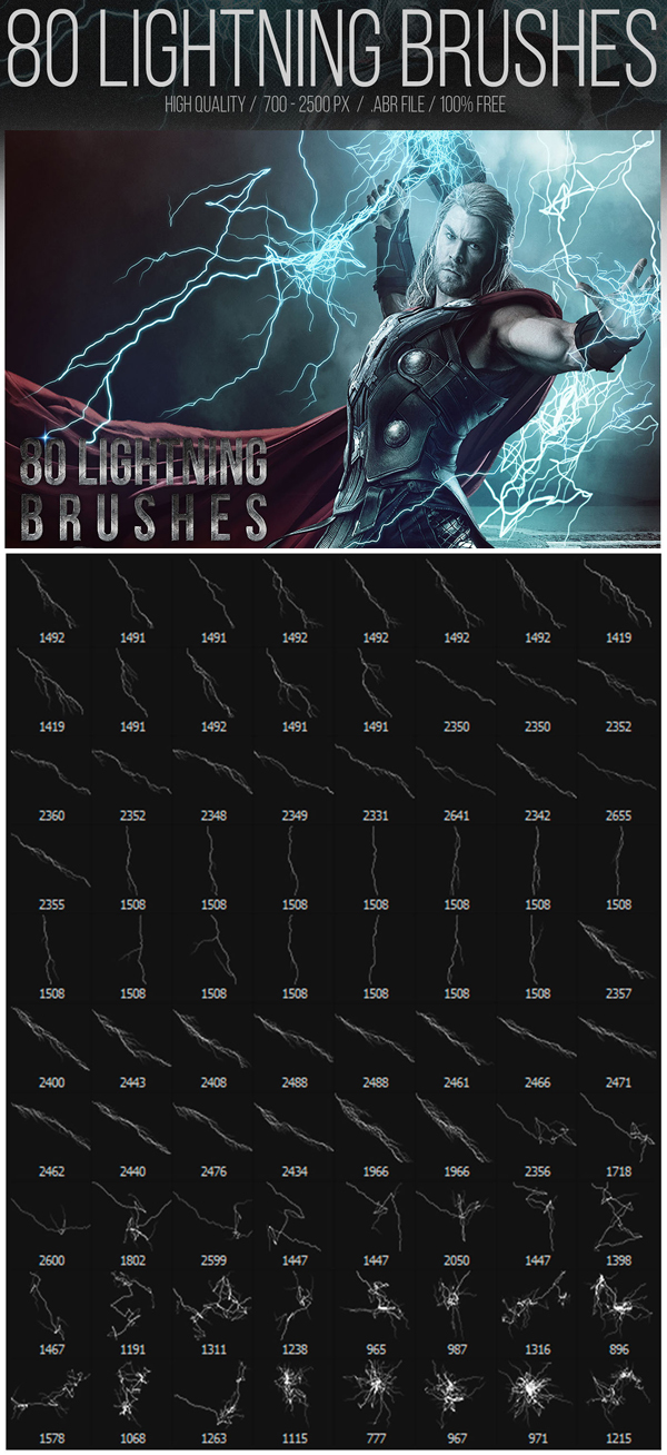 Free Lightning Photoshop Brushes (80 Brushes)