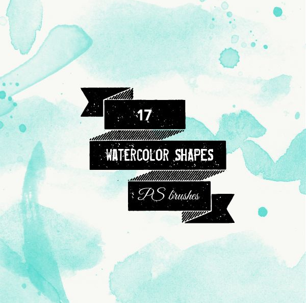 Free Watercolor Shapes and Splatters Brushes - (17 Brushes)
