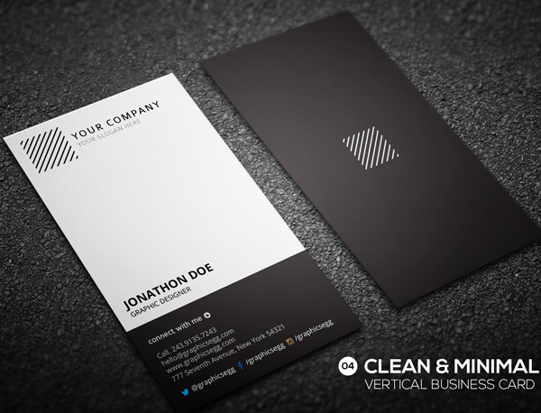 Clean minimal vertical business card