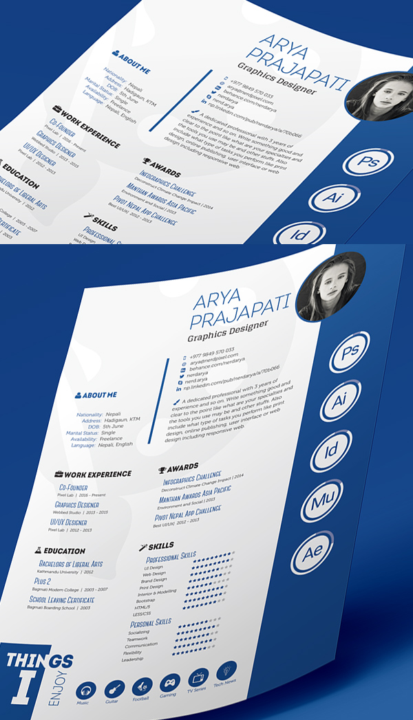 free professional cv  resume and cover letter psd templates