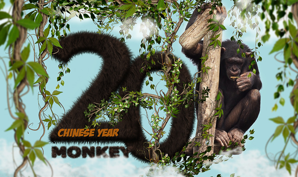 Chinese Monkey Year Text Effect In Photoshop