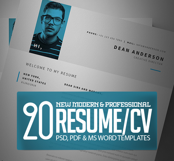 Modern Resume Template 2016 from graphicdesignjunction.com